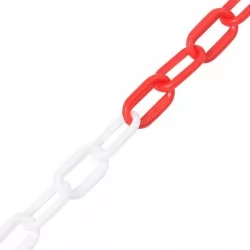 Предупредителна верига, червено и бяло, 100 м, Ø6 мм, пластмаса