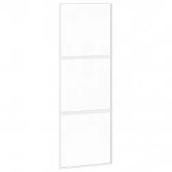 Плъзгаща се врата, бяла, 76x205 см, закалено стъкло и алуминий