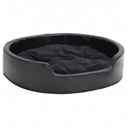 Кучешко легло, черно, 79x70x19 см, плюш и изкуствена кожа