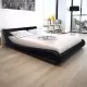 Легло с мемори матрак, черно, изкуствена кожа, 160x200 cм