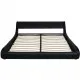 Легло с матрак, LED, черно, изкуствена кожа, 160x200 cм