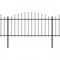 Градинска ограда с пики, стомана, (1,25-1,5)x3,4 м, черна
