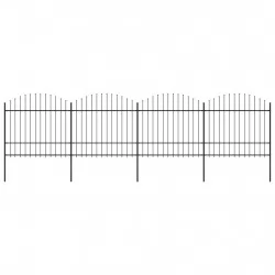 Градинска ограда с пики, стомана, (1,5-1,75)x6,8 м, черна