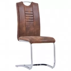 Конзолни трапезни столове, 6 бр, кафяви, изкуствен велур