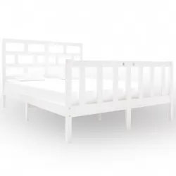 Рамка за легло, бяла, бор масив, 135x190 см, 4FT6 Double