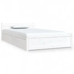 Рамка за легло с чекмеджета, бяла, 100x200 см