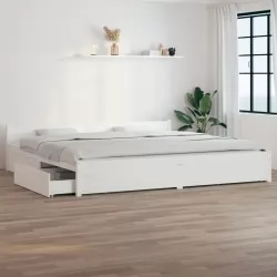 Рамка за легло с чекмеджета, бяла, 180x200 см, 6FT Super King