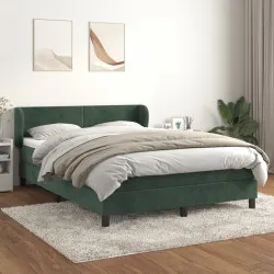 Боксспринг легло с матрак, тъмнозелено, 140x200 см, кадифе