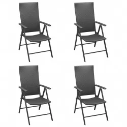 Градински столове, 4 бр, полиратан, черни