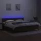 Боксспринг легло с матрак и LED, тъмнокафяво, 200x200 см, плат