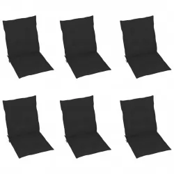 Възглавници за градински столове, 6 бр, черни, 100x50x3 см