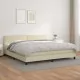 Боксспринг легло с матрак, кремаво, 200x200 см, изкуствена кожа