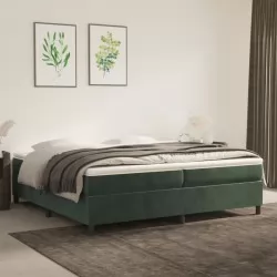Боксспринг легло с матрак, тъмнозелено, 200x200 см, кадифе