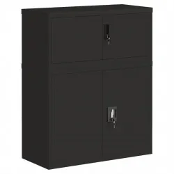 Шкаф за папки черен 90x40x110 см стомана