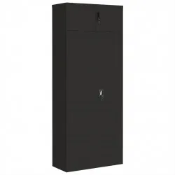 Шкаф за папки черен 90x40x220 см стомана