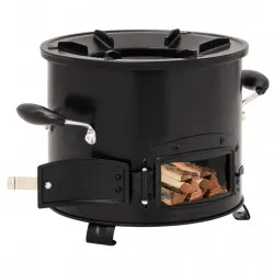 Къмпинг печка на дърва, черна, 36x26x22,5 см, метал