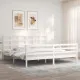 Рамка за легло с табла, бяла, 200x200 см, масивно дърво