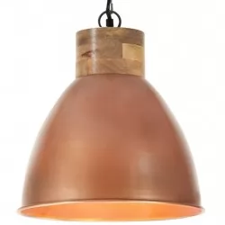 Индустриална пенделна лампа мед желязо и дърво масив 35 см E27