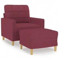 Кресло с табуретка, виненочервено, 60 см, текстил