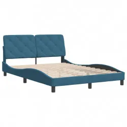 Рамка за легло с табла, синя, 120x200 см, кадифе
