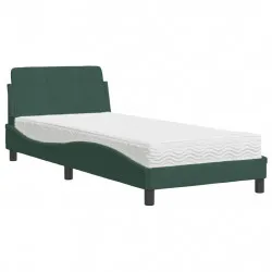 Легло с матрак, тъмнозелено, 80x200 см, кадифе