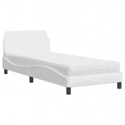 Легло с матрак, бяло, 80x200 см, изкуствена кожа
