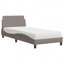 Легло с матрак, таупе, 90x190 см, плат
