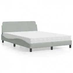Легло с матрак, светлосиво, 140x200 см, кадифе
