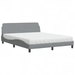 Легло с матрак, светлосиво, 160x200 см, плат