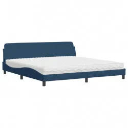 Легло с матрак, синьо, 200x200 см, плат
