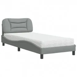 Легло с матрак, светлосиво, 80x200 см, плат