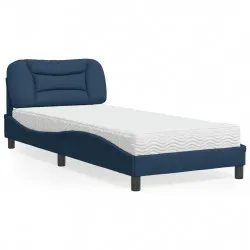 Легло с матрак, синьо, 90x200 см, плат