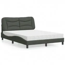 Легло с матрак, тъмносиво, 140x190 см плат
