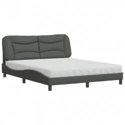 Легло с матрак, тъмносиво, 160x200 см, плат