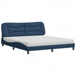 Легло с матрак, синьо, 180x200 см, плат