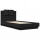 Рамка за легло с табла, черна, 75x190 см, инженерно дърво