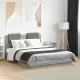 Рамка за легло с табла и LED осветление, сив сонома, 135x190 см