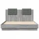 Рамка за легло с табла и LED осветление, сив сонома, 120x190 см