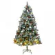 Изкуствена коледна елха с шарнири, 300 LED и топки, 240 см
