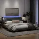 Рамка за легло с LED осветление, светлосива, 180x200 см, плат