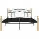 Рамка за легло, черна, метал и дъбов масив, 160x200 см
