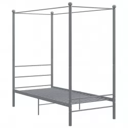 Рамка за легло с балдахин, сива, метал, 90x200 cм