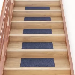 Самозалепващи стелки за стълби, 15 бр, 60x25 см, сиво-сини