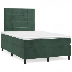 Боксспринг легло с матрак, тъмнозелено, 120x190 см, кадифе