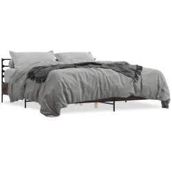 Рамка за легло, кафяв дъб, 200x200 см, инженерно дърво и метал