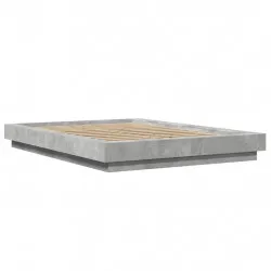 Рамка за легло с LED осветление, бетонно сива, 120x190 см