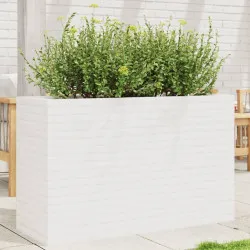 Градински сандък, бял, 110x40x68,5 см, масивна борова дървесина