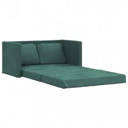 Подов разтегателен диван 2-в-1 тъмнозелен 122x204x55 см кадифе