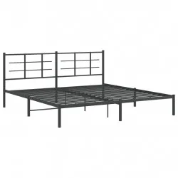 Метална рамка за легло с горна табла, черна, 193x203 см