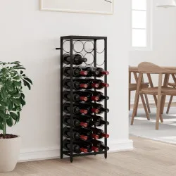 Поставка за вино за 27 бутилки черна 34x18x100 см ковано желязо